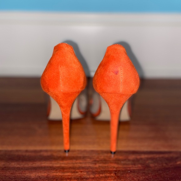 Clear and Orange Suede Heels - Picture 4 of 4